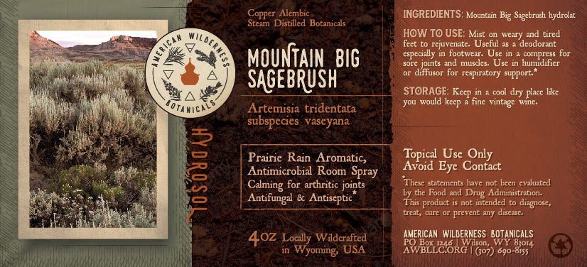 Mountain Big Sagebrush Hydrosol (Artemisia tridentata subspecies wyomingensis)